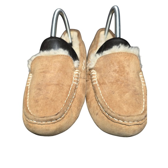 UGG Ansley Chestnut Suede Sheepskin Lined Moccasin Slippers Womens Loafers - Picture 5 of 11